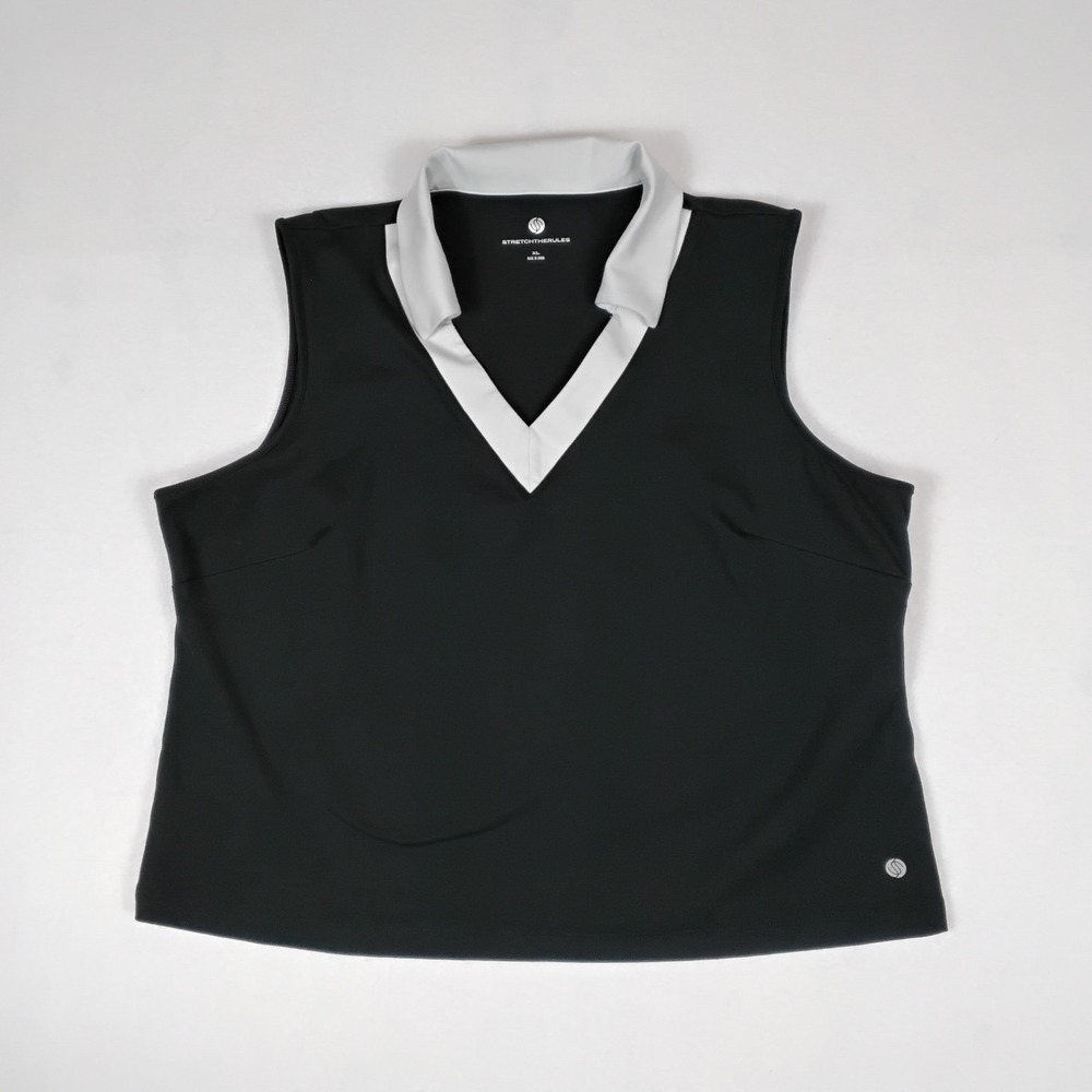 STRETCHTHERULES BLACK & WHITE SLEEVELESS POLO/VEST